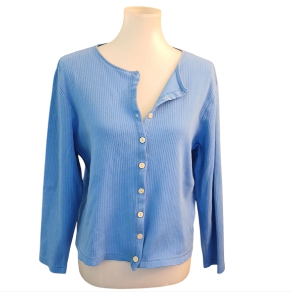 Liz Claiborne Blue Cardigan Wimen's Button Down Sweater Size L-XL - Picture 4 of 6